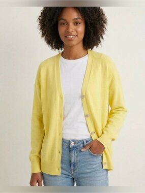 ZARA Yellow Button Front Cardigan Sweater Size S